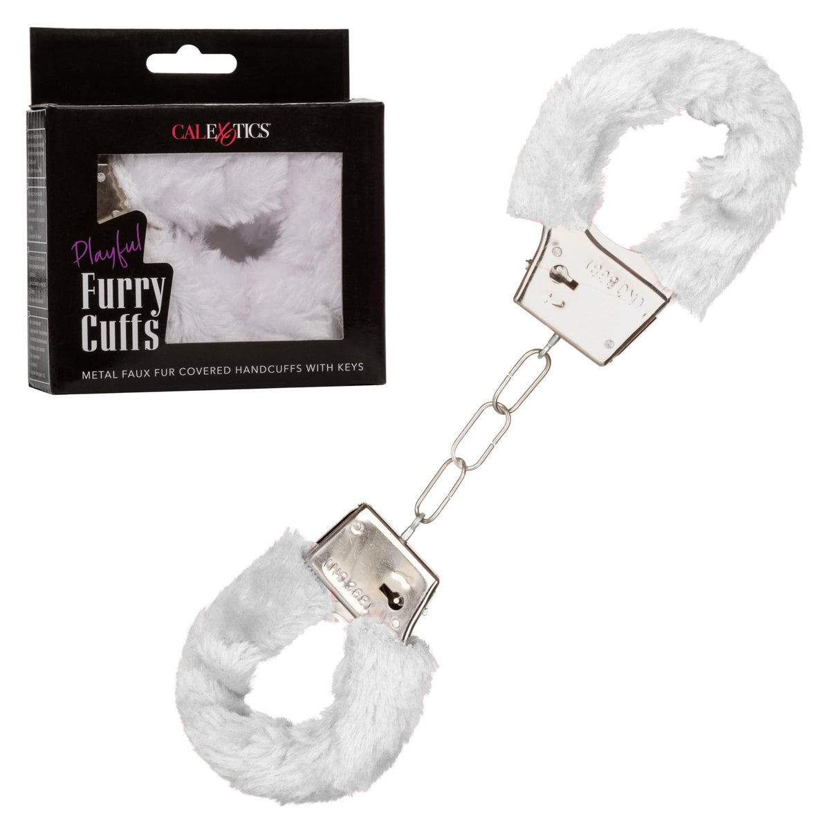 playful furry cuffs white