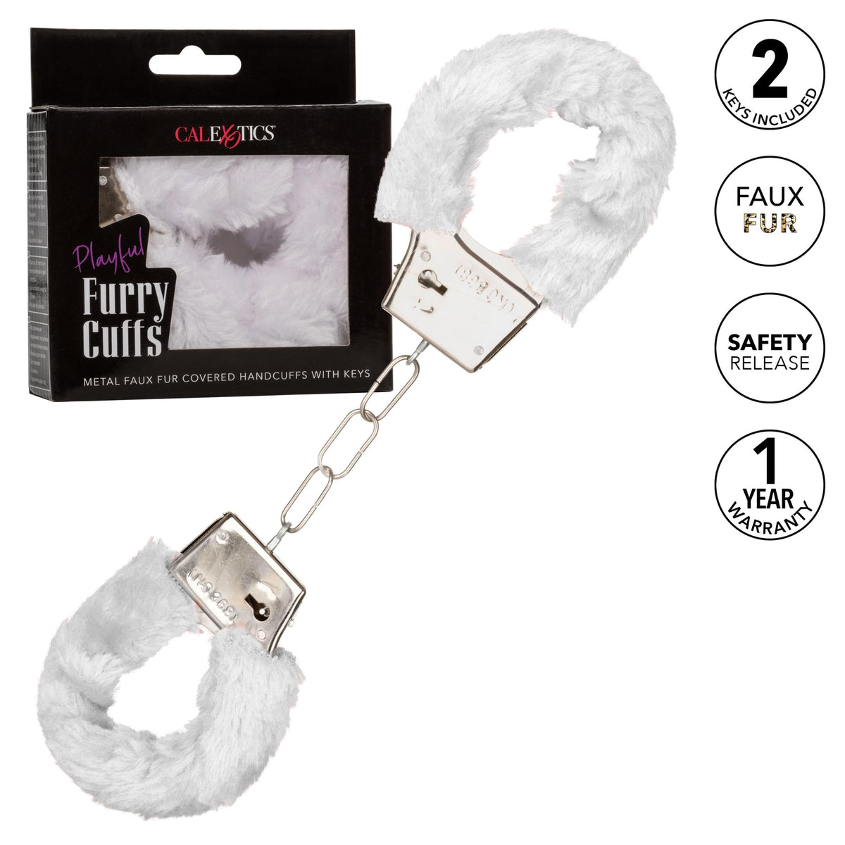 playful furry cuffs white