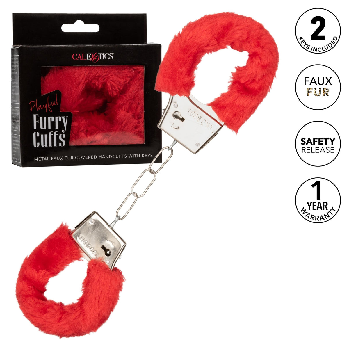 playful furry cuffs red