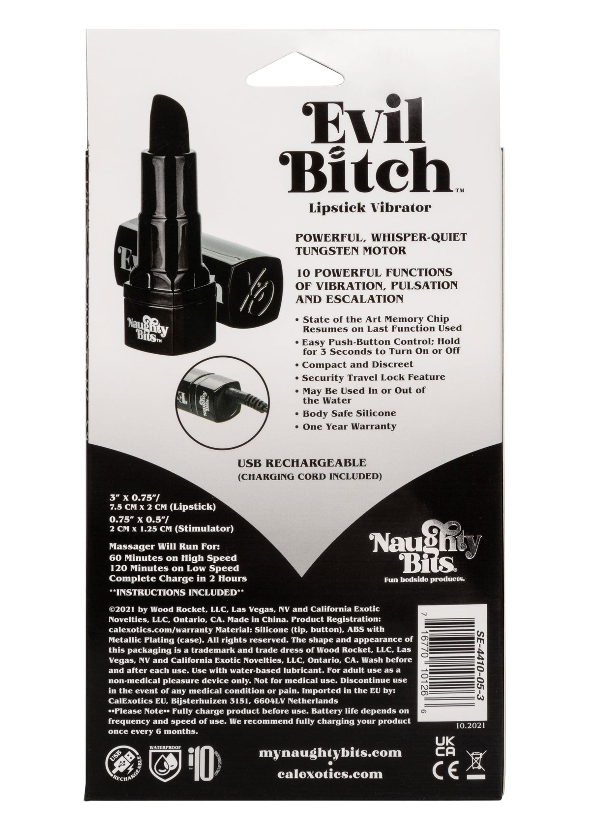 naughty bits evil bitch lipstick vibrator black