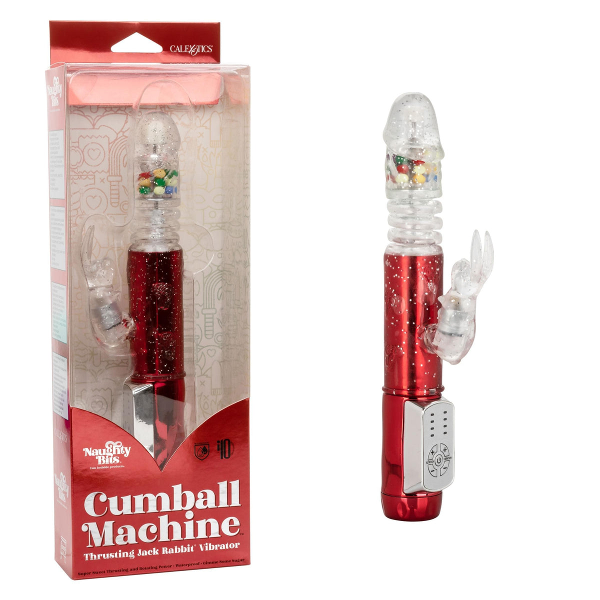 naughty bits cumball machine thrusting jack rabbit vibrator red