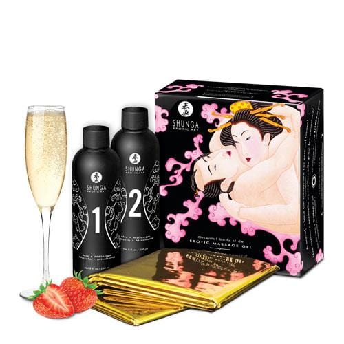oriental body to body massage gel champagne strawberries
