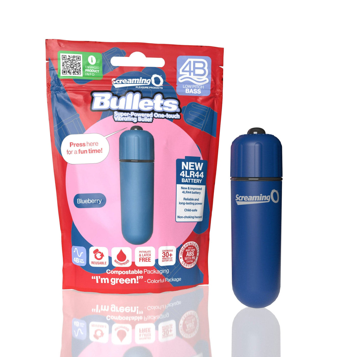 screaming o 4b bullet super powered one touch vibrating bullet blueberry