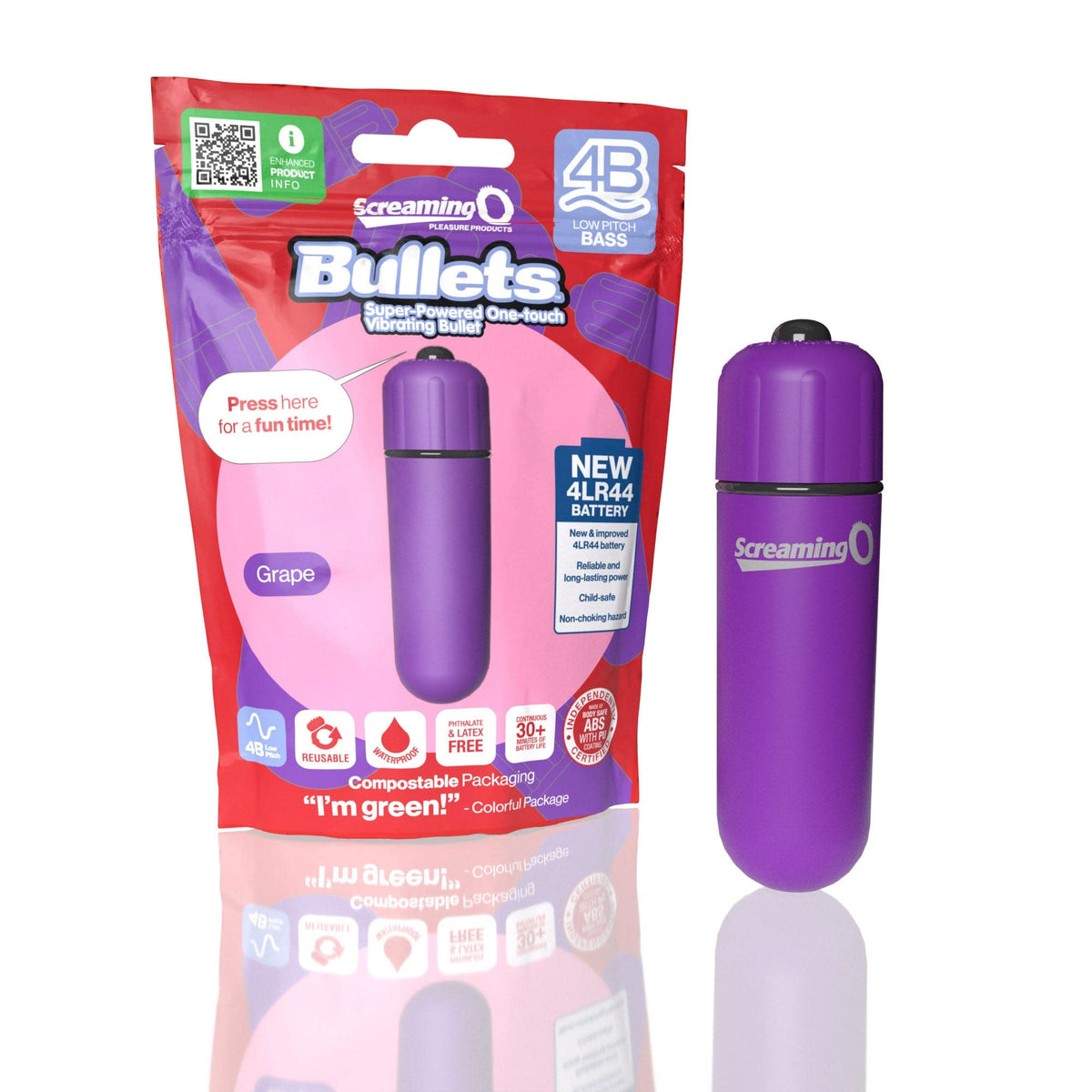 screaming o 4b bullet super powered one touch vibrating bullet grape