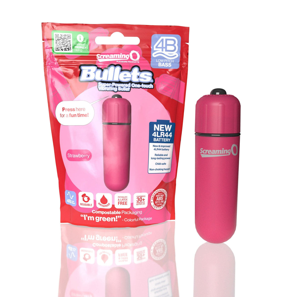 screaming o 4b bullet super powered one touch vibrating bullet strawberry