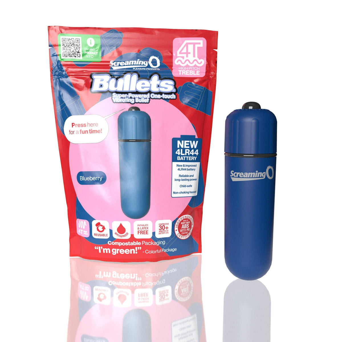 screaming o 4t bullet super powered one touch vibrating bullet blueberry