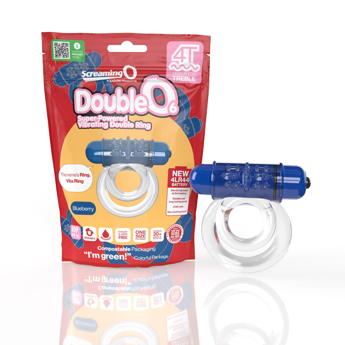 screaming o 4t double o 6 super powered vibrating double ring blueberry
