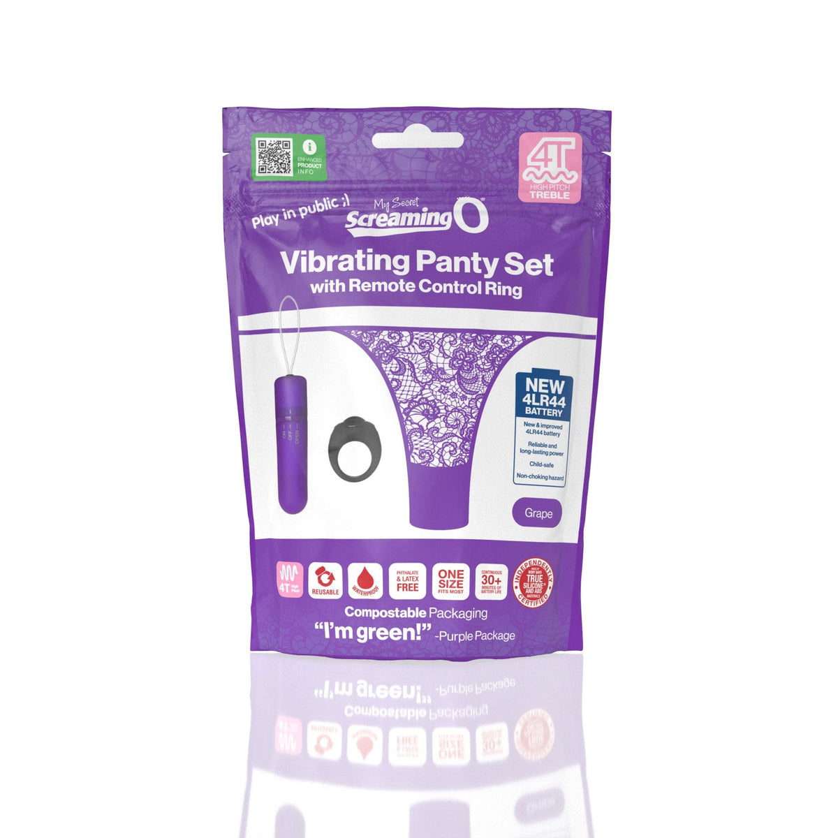 screaming o 4t vibrating panty set with remote control ring grape