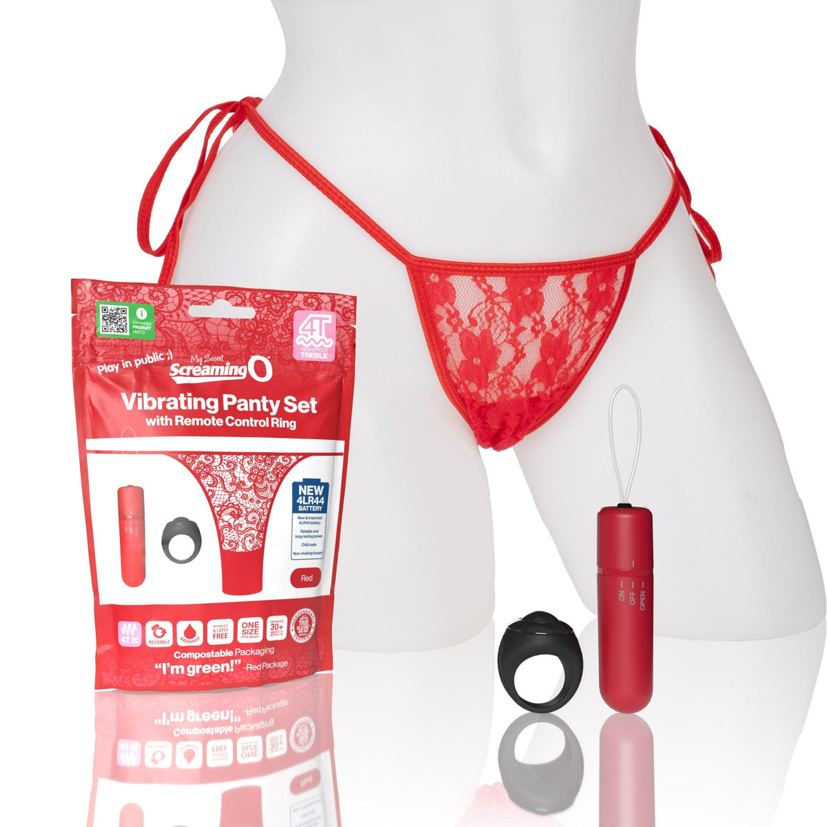 screaming o 4t vibrating panty set with remote control ring red