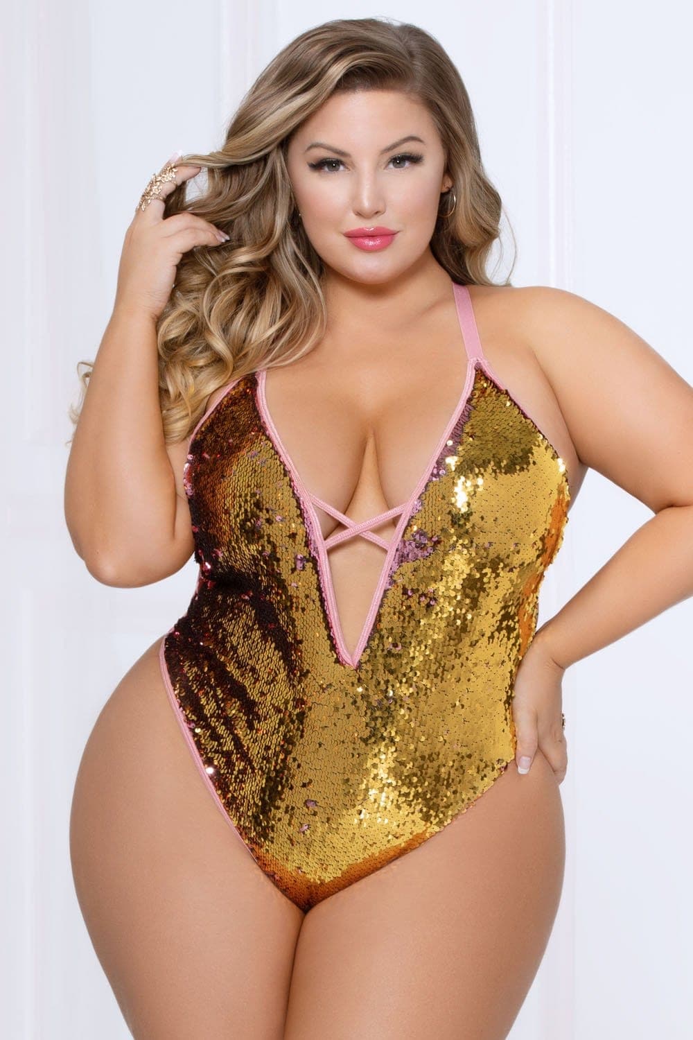 two tone sequin teddy pink gold 1x2x