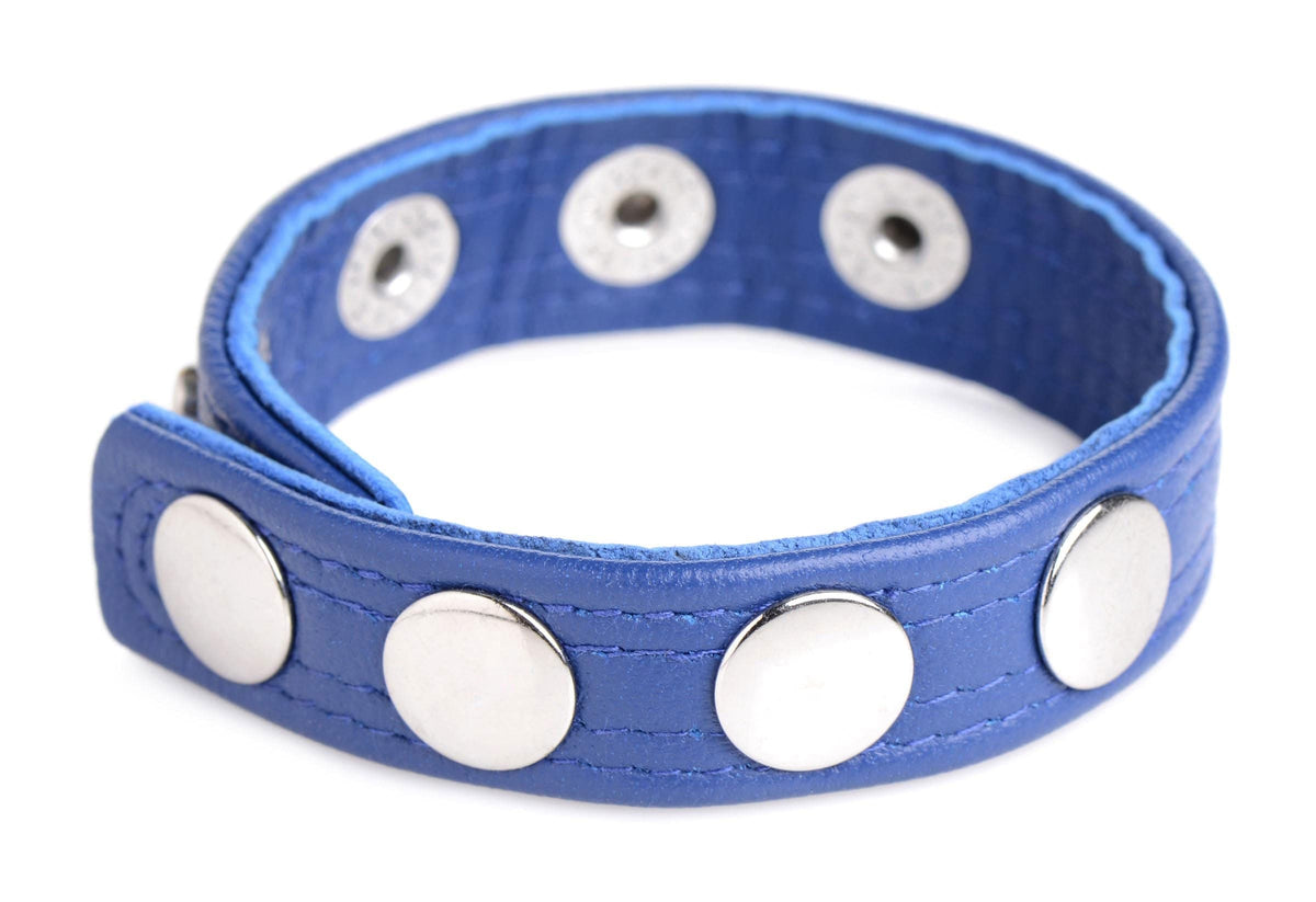 cock gear leather speed snap cock ring blue
