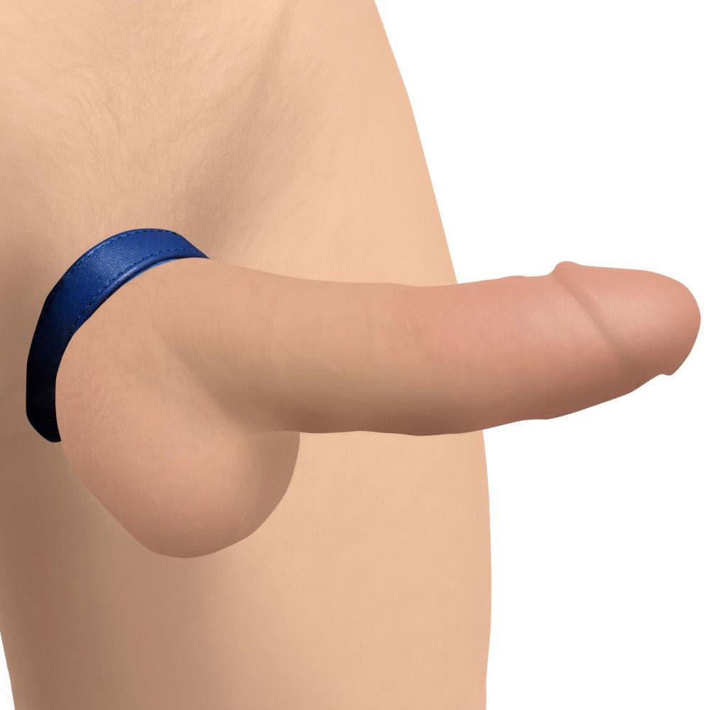 leather and velcro cock ring blue