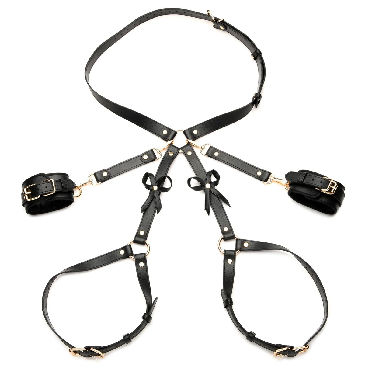 bondage harness with bows medium large black
