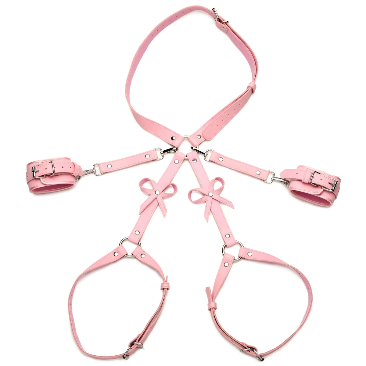 bondage harness with bows medium large pink