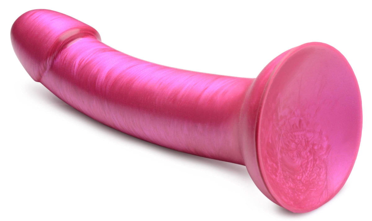g tastic 7 inch metallic silicone dildo pink