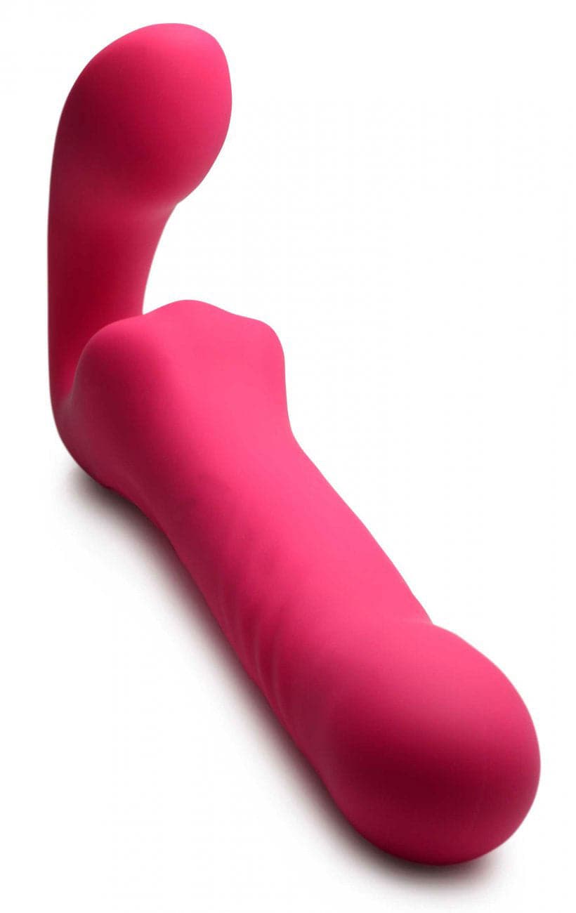 mighty thrust thrusting and vibrating strapless strap on with remote pink