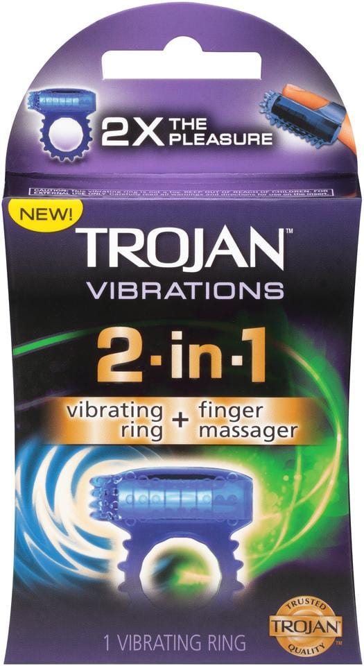 trojan vibrations 2 in 1 vibrating ring and finger massager