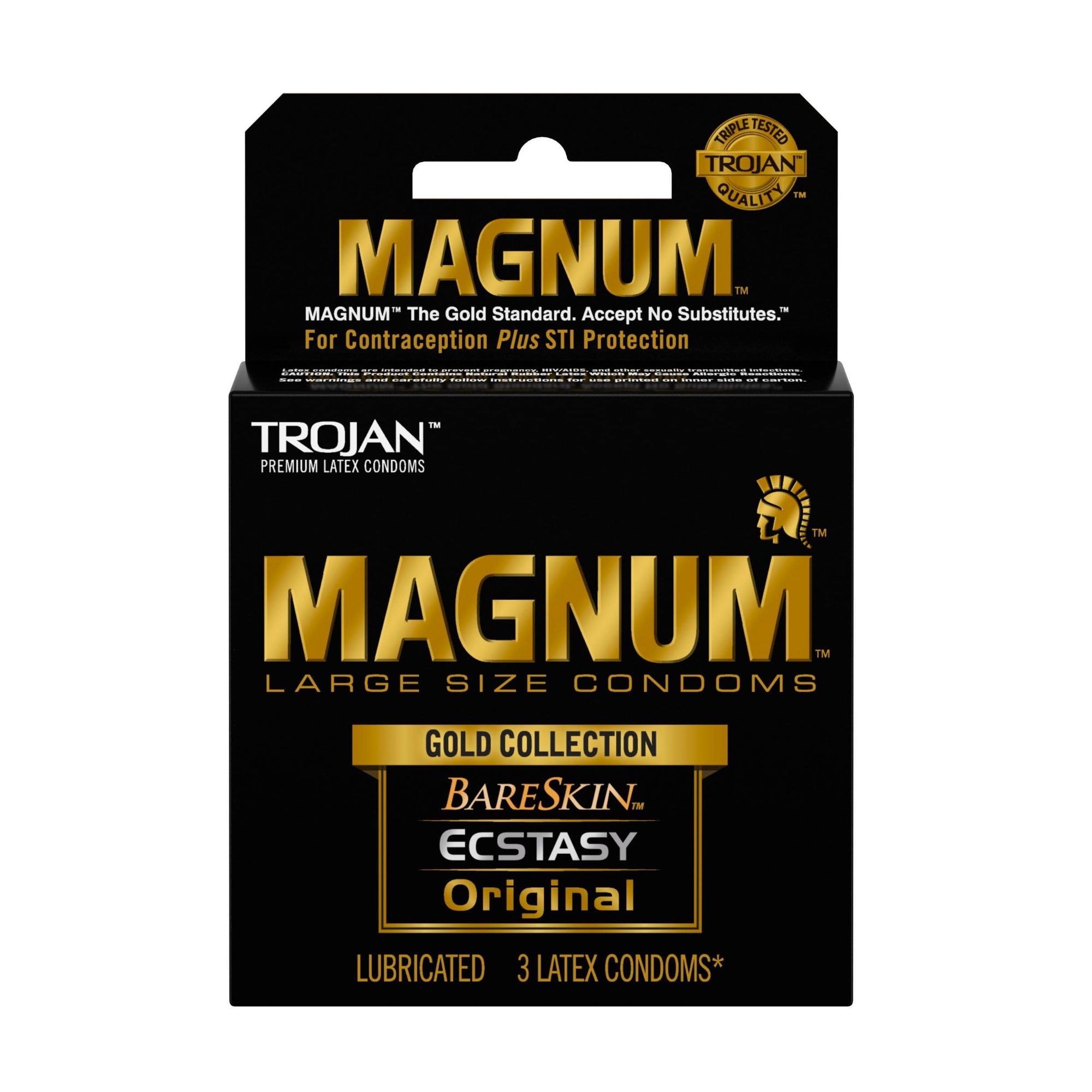 trojan magnum large size gold collection condoms 3 pack