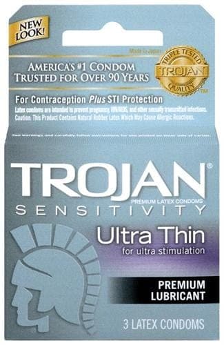 trojan sensitivity ultra thin lubricated condoms 3 pack