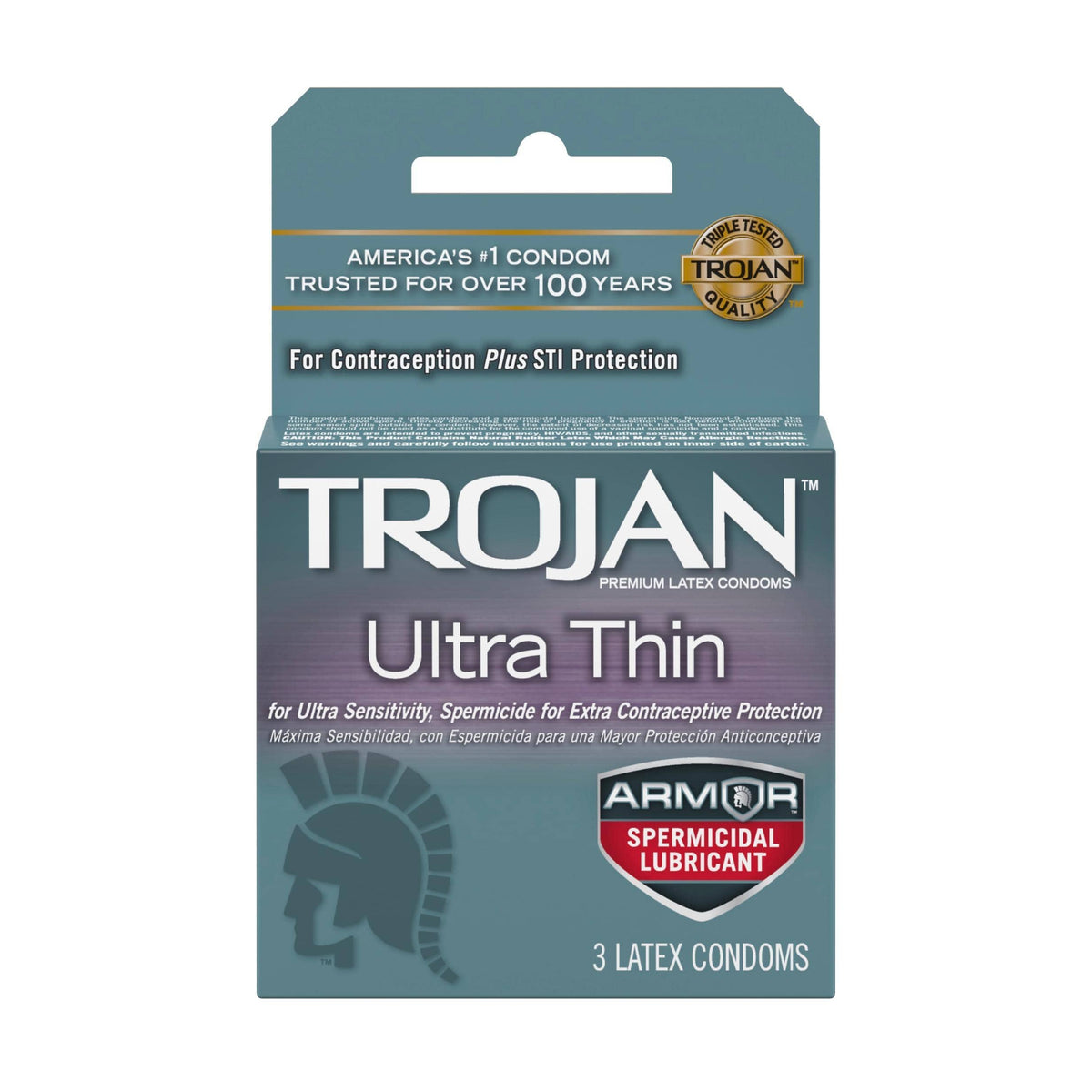 trojan ultra thin armor spermicidal condoms 3 pack
