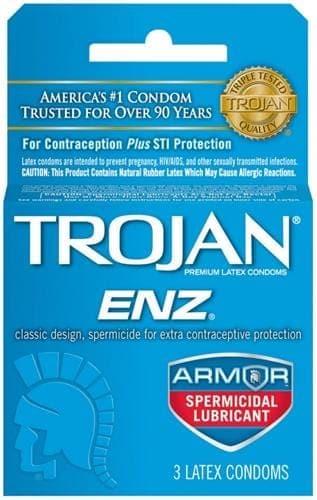 trojan enz armor spermicidal lubricated condoms 3 pack