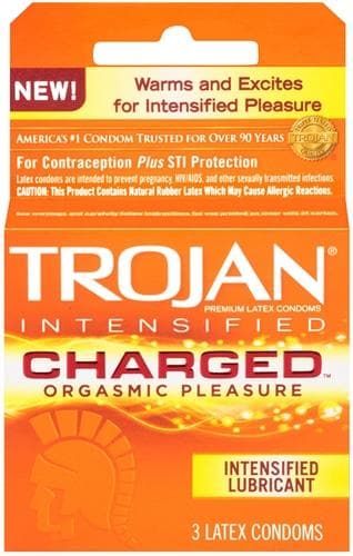 trojan intensified charged orgasmic pleasure condoms 3 pack