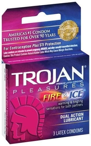 trojan fire and ice dual action lubricated condoms 3 pack