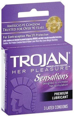 trojan her pleasure sensations lubricated condoms 3 pack