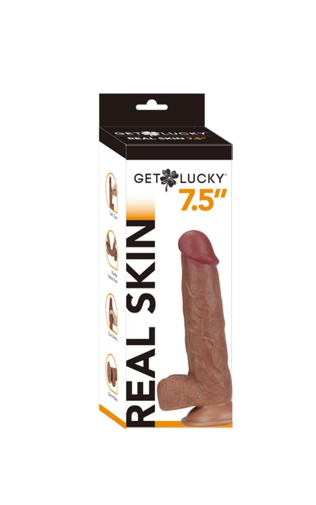 get lucky 7 5 inch real skin dong light brown
