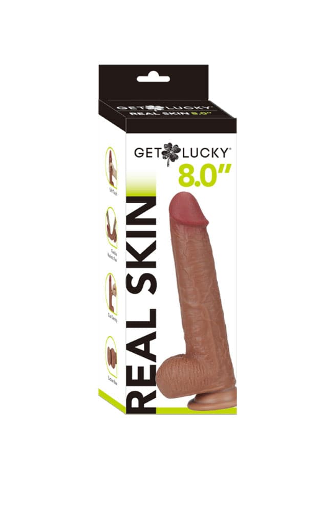 Get Lucky 8 Inch Real Skin Dildo - Light Brown Default Title
