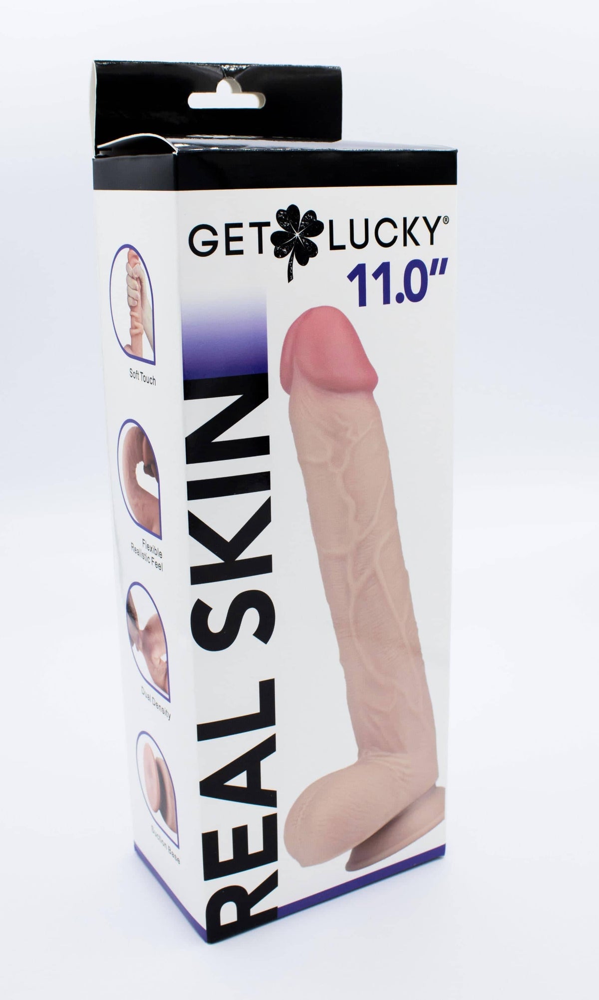 Consolador de piel auténtica Get Lucky de 11 pulgadas - Bronceado