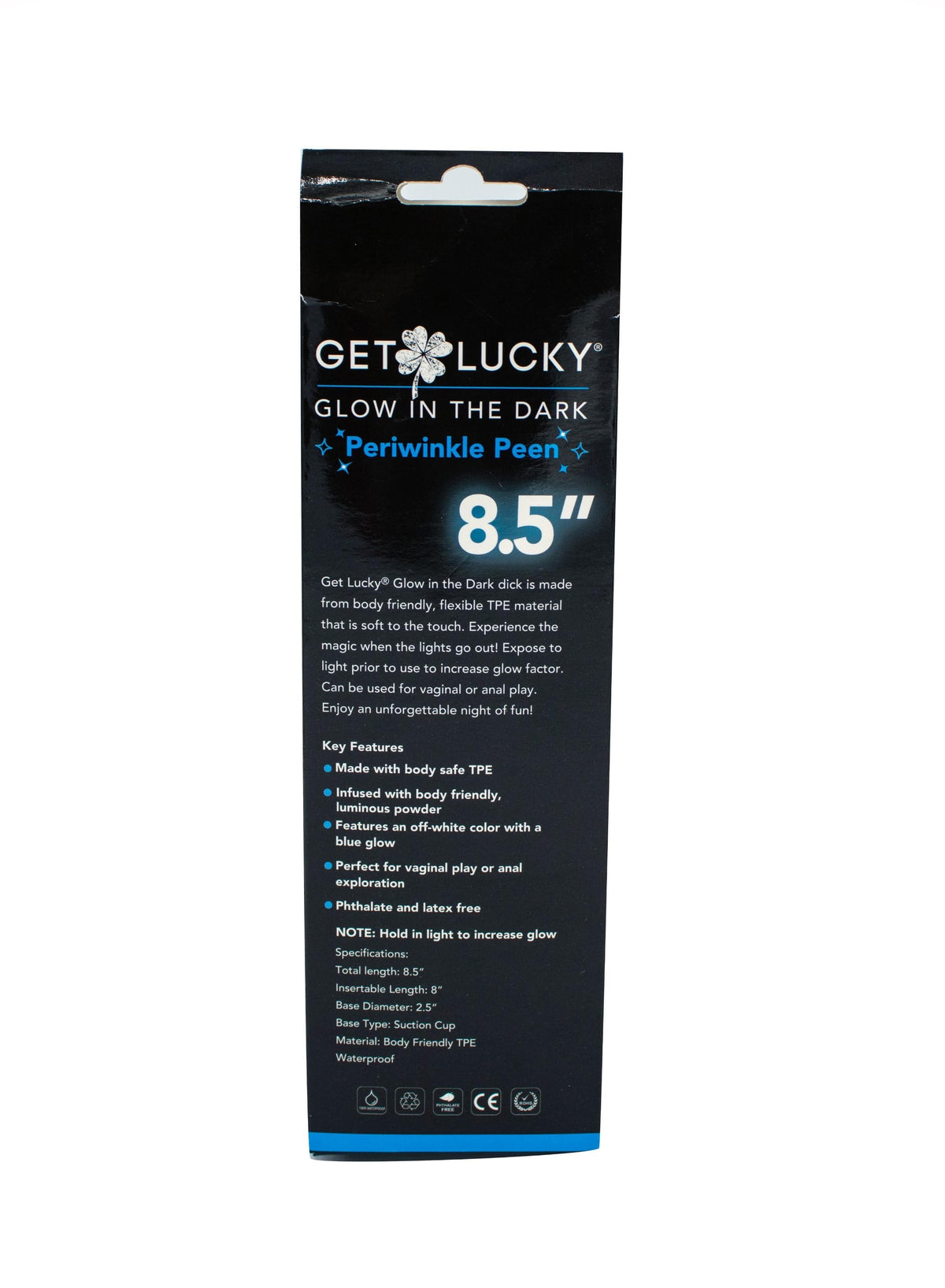 get lucky glow in the dark periwinkle peen 8 5 inch