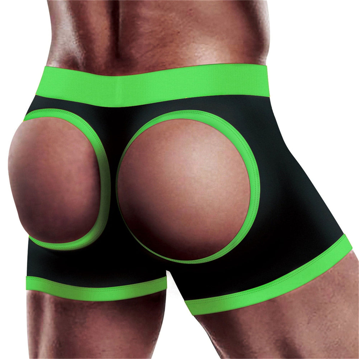 get lucky strap on boxer shorts medium large black green