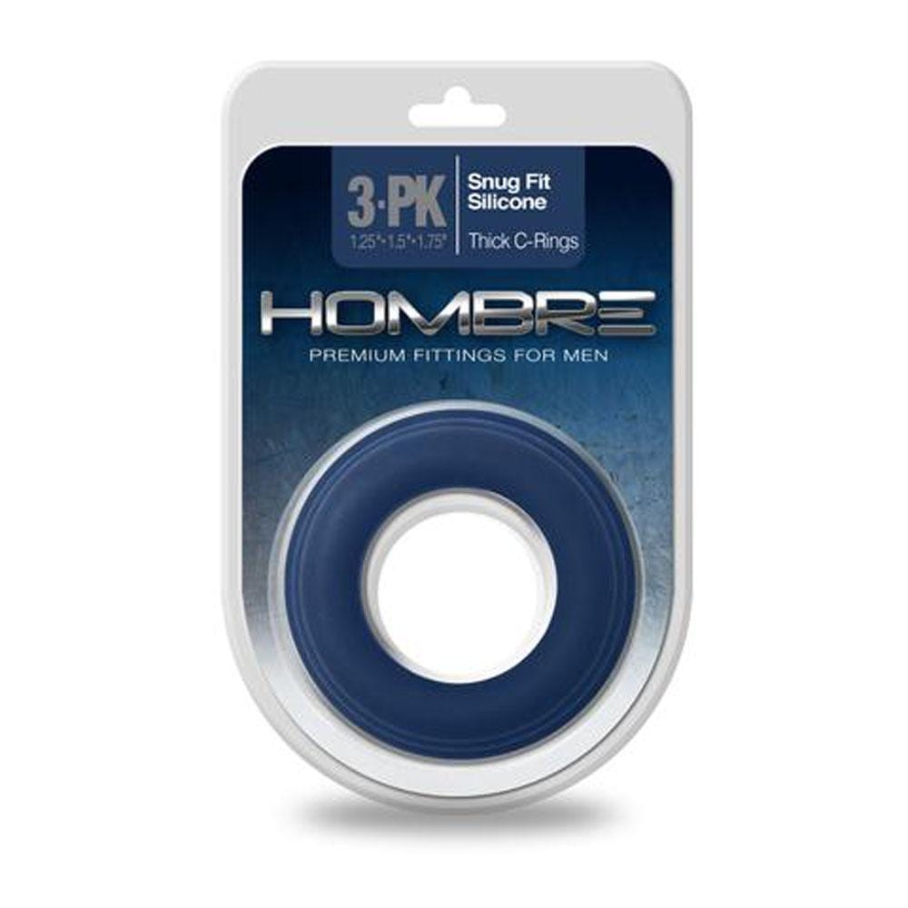hombre snug fit silicone thick c rings 3 pack navy