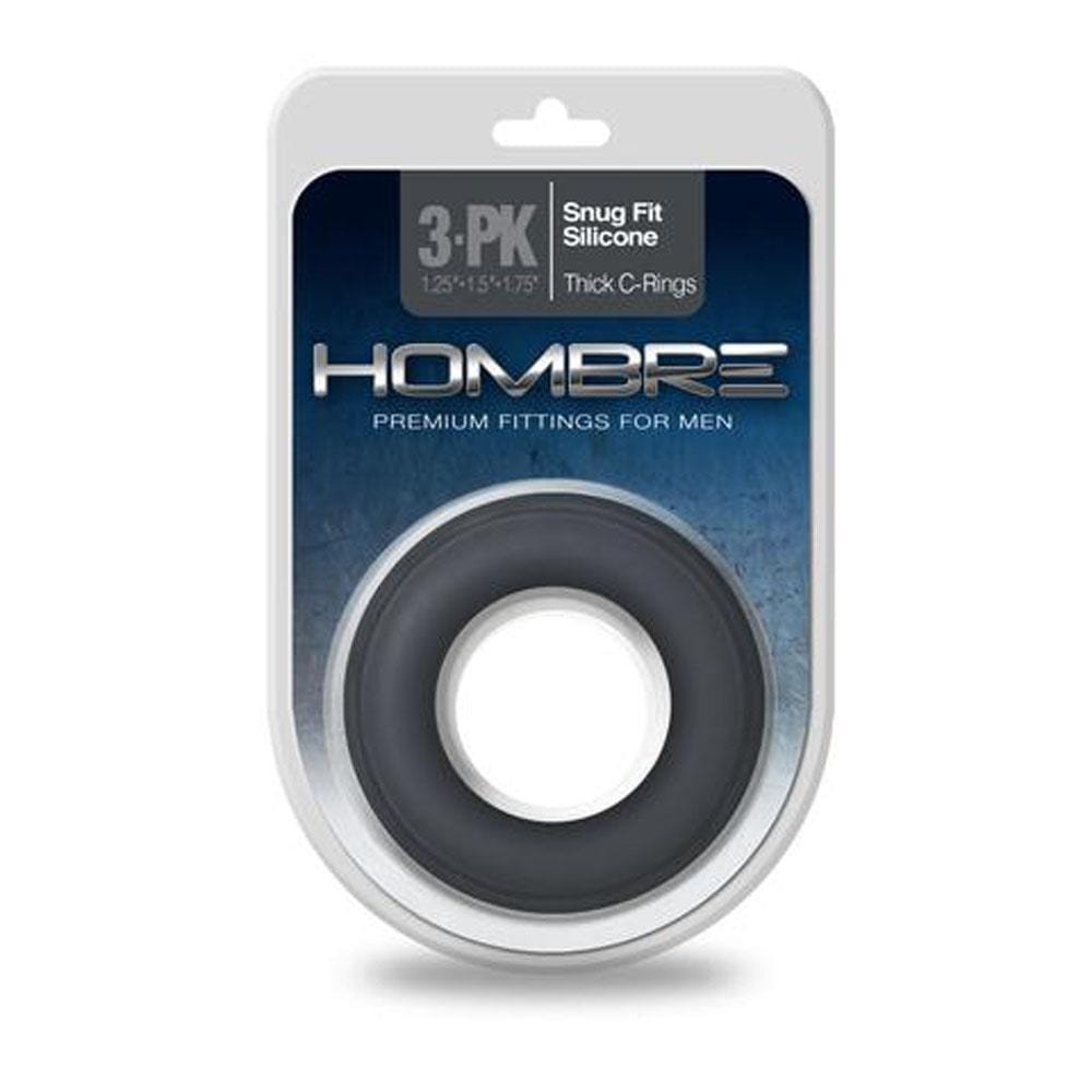hombre snug fit silicone thick c rings 3 pack charcoal