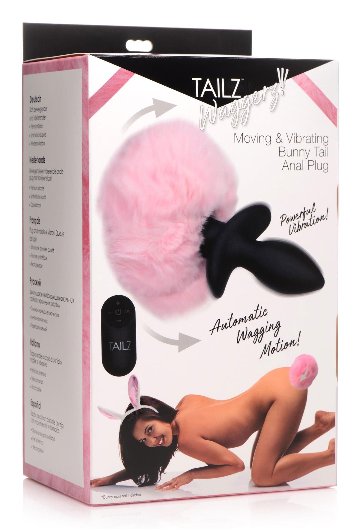 waggerz moving and vibrating bunny tail anal plug pink