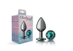 Cheeky Charms - Gunmetal Metal Butt Plug - Round - Teal - Medium