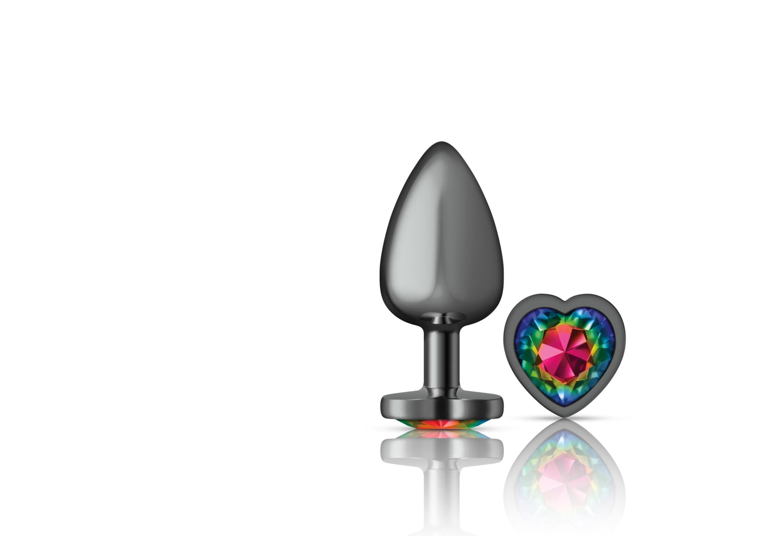 Cheeky Charms - Gunmetal Metal Butt Plug - Heart - Rainbow - Large Default Title