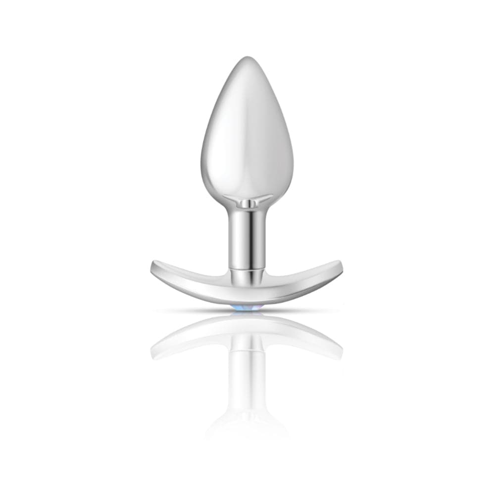 Cheeky Charms - Silver Metal Butt Plug Kit - Clear- Teal