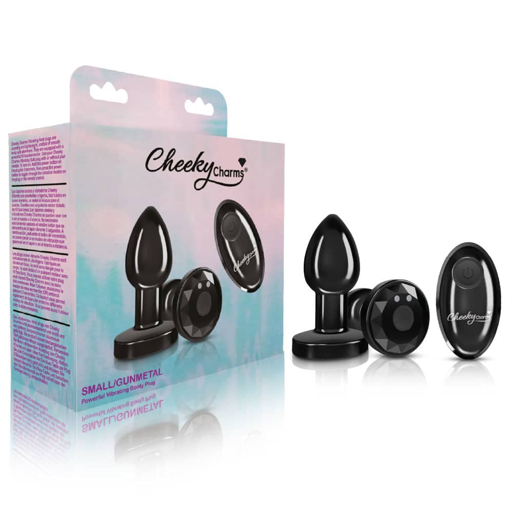 Cheeky Charms - Rechargeable Vibrating Metal Butt Plug With Remote Control - Gunmetal - Small - Preorder Only Default Title