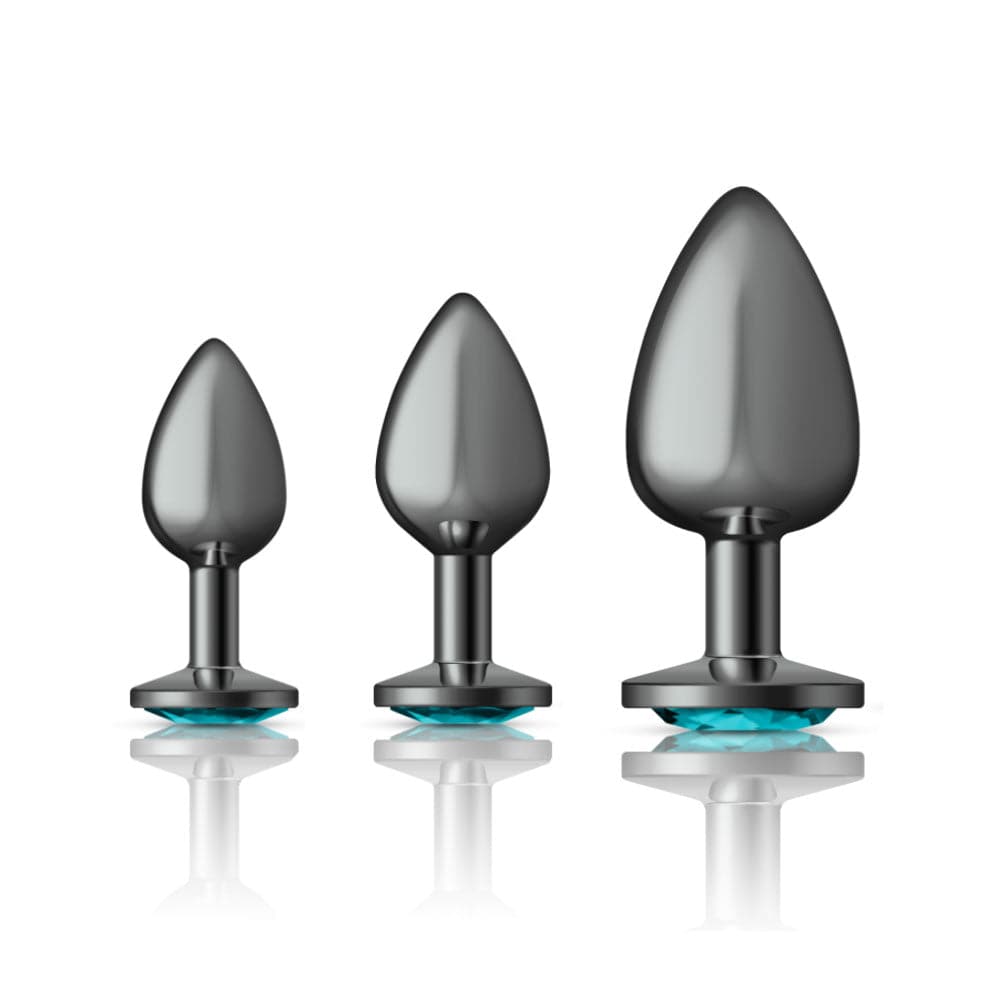 cheeky charms metal butt plug gunmetal round teal kit preorder only