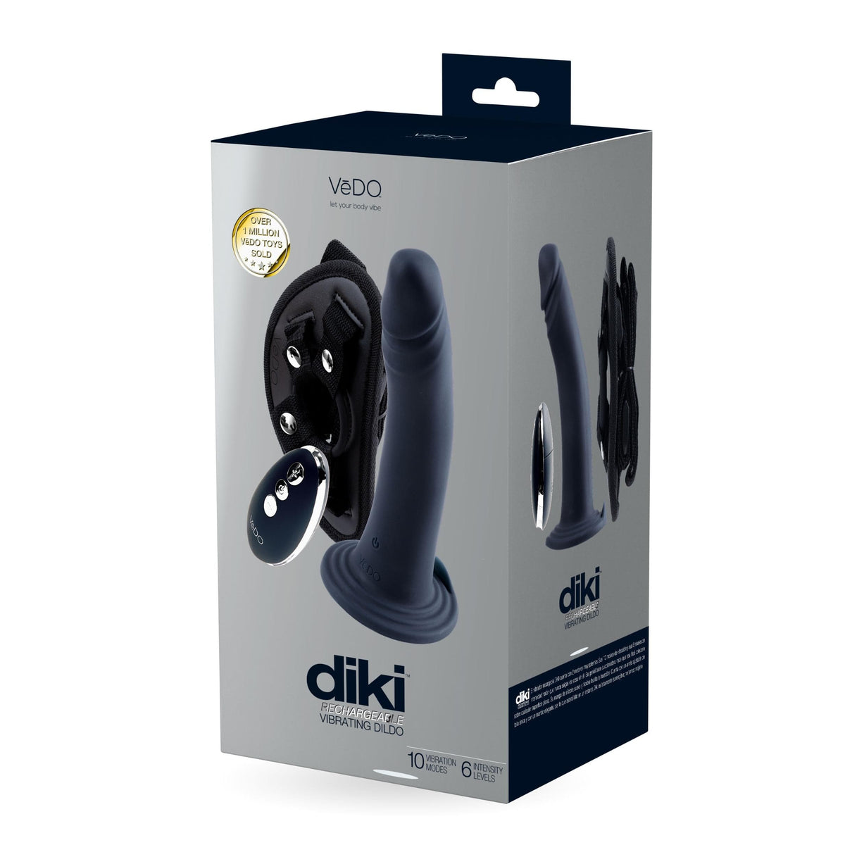 diki rechargeable vibrating dildo with harness just black