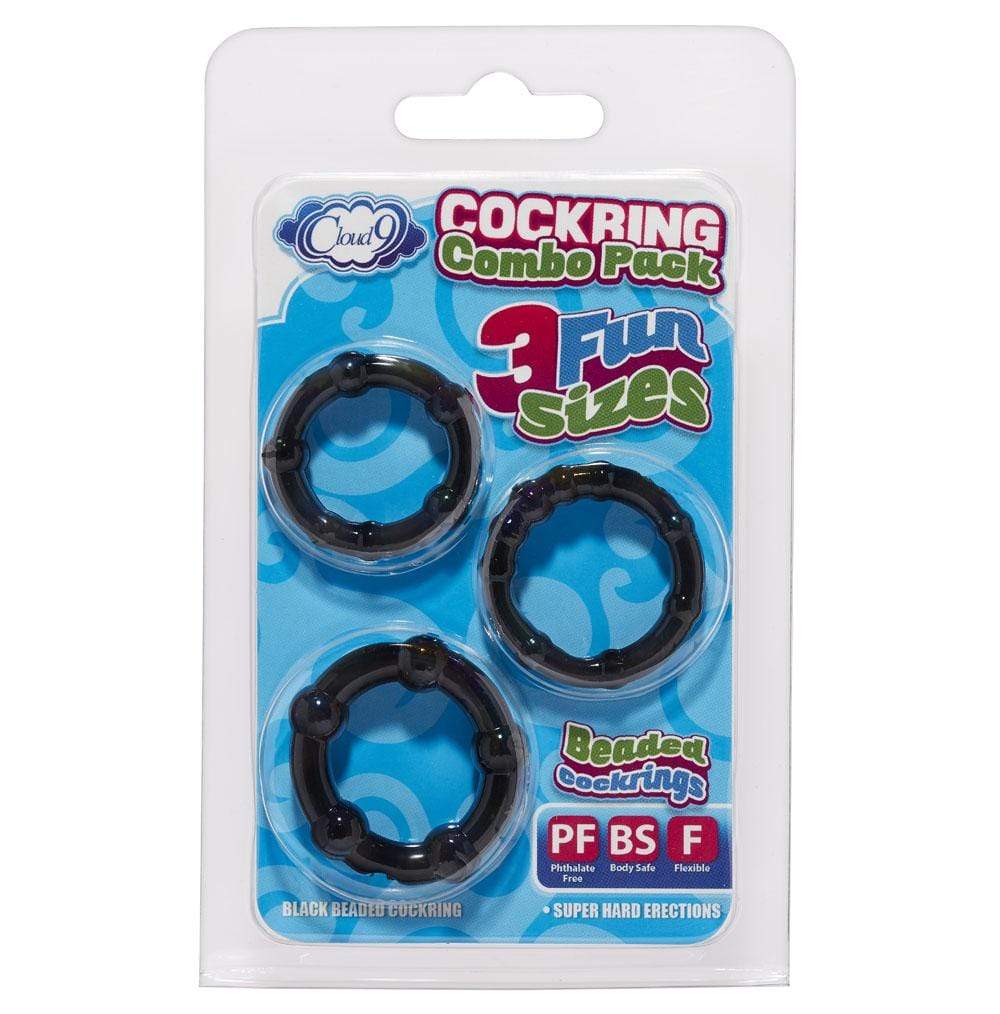 cock ring combo beaded black