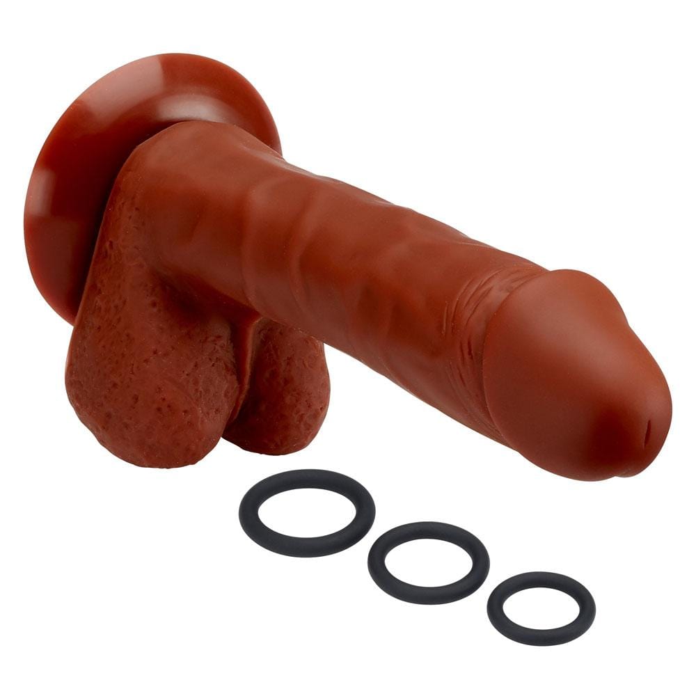 Pro Sensual Premium Silicone 8 Inch Dong With 3 Cockrings - Brown Default Title