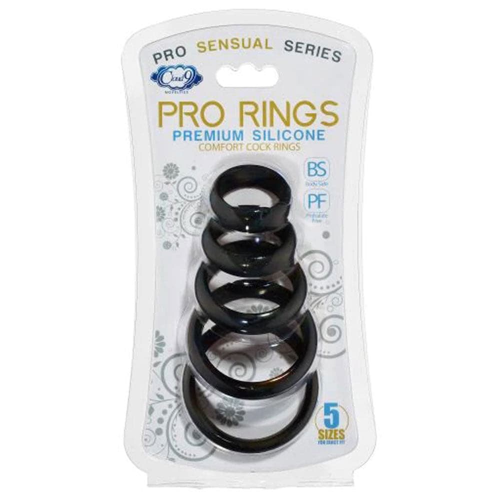 cloud 9 comfort cock rings with flat back 5 pack black