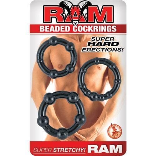ram beaded cock rings black