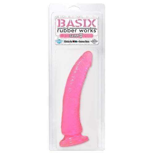 basix rubber works slim 7 inch with suction cup pink
