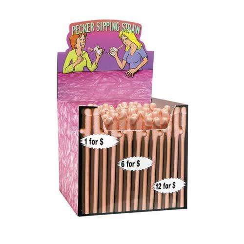 bachelorette party favors pecker sipping straws 144 piece display light